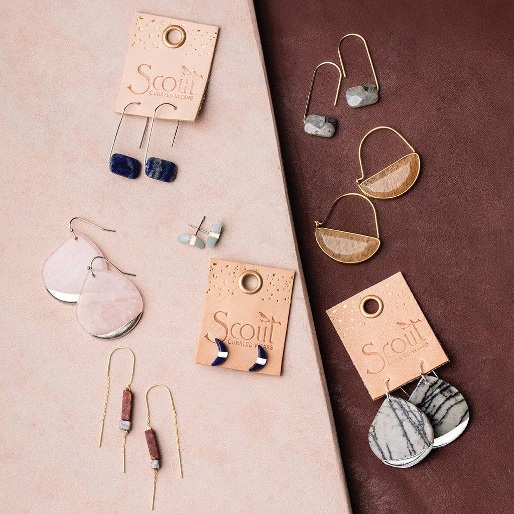 Scout Curated Wears - Rectangle Stone Earring - Lapis/Black/Silver