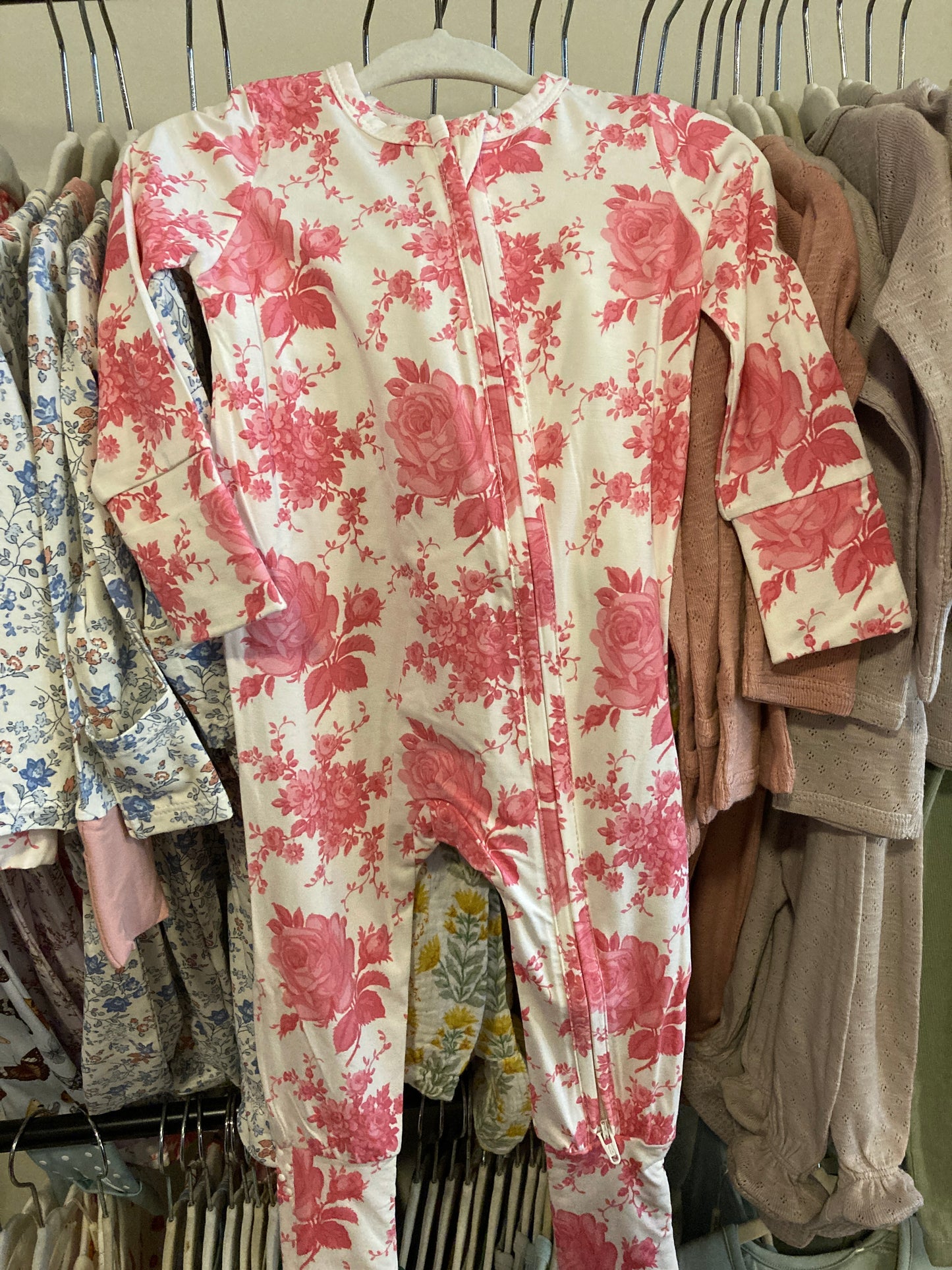 Vintage Pink Roses - 2 Way Zipper Romper