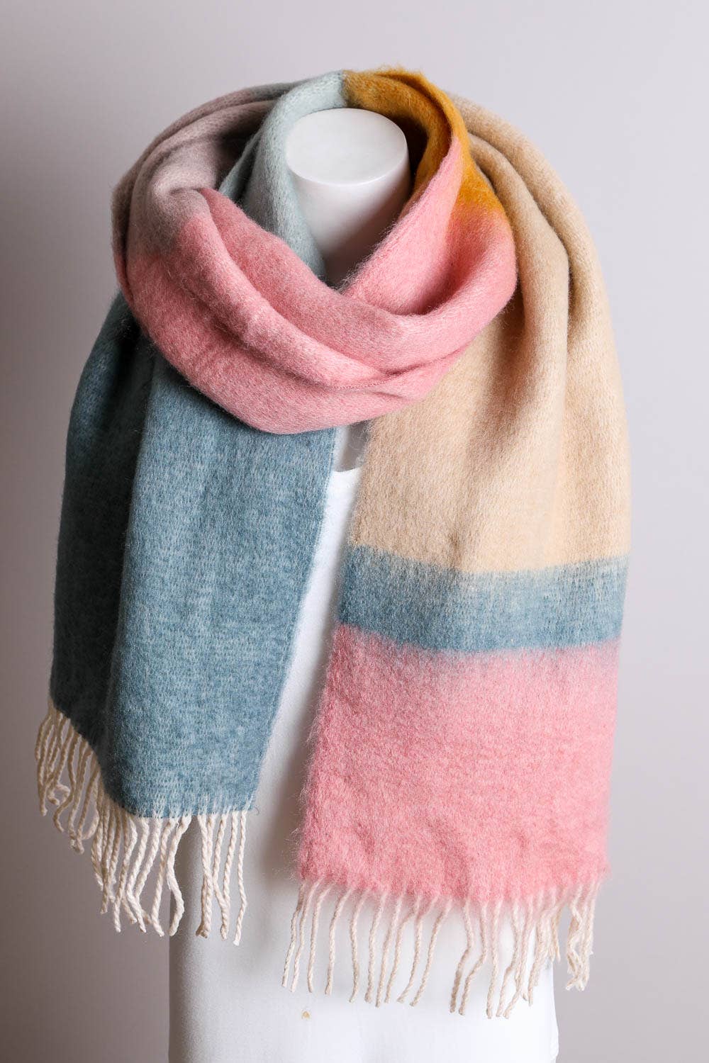 Leto Accessories - Winter Color Block Faux Mohair Scarf - Christmas 2024π