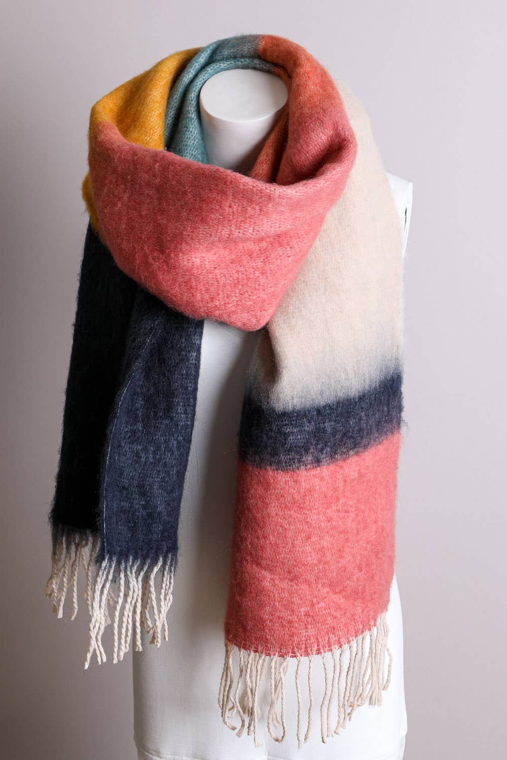 Leto Accessories - Winter Color Block Faux Mohair Scarf - Christmas 2024π