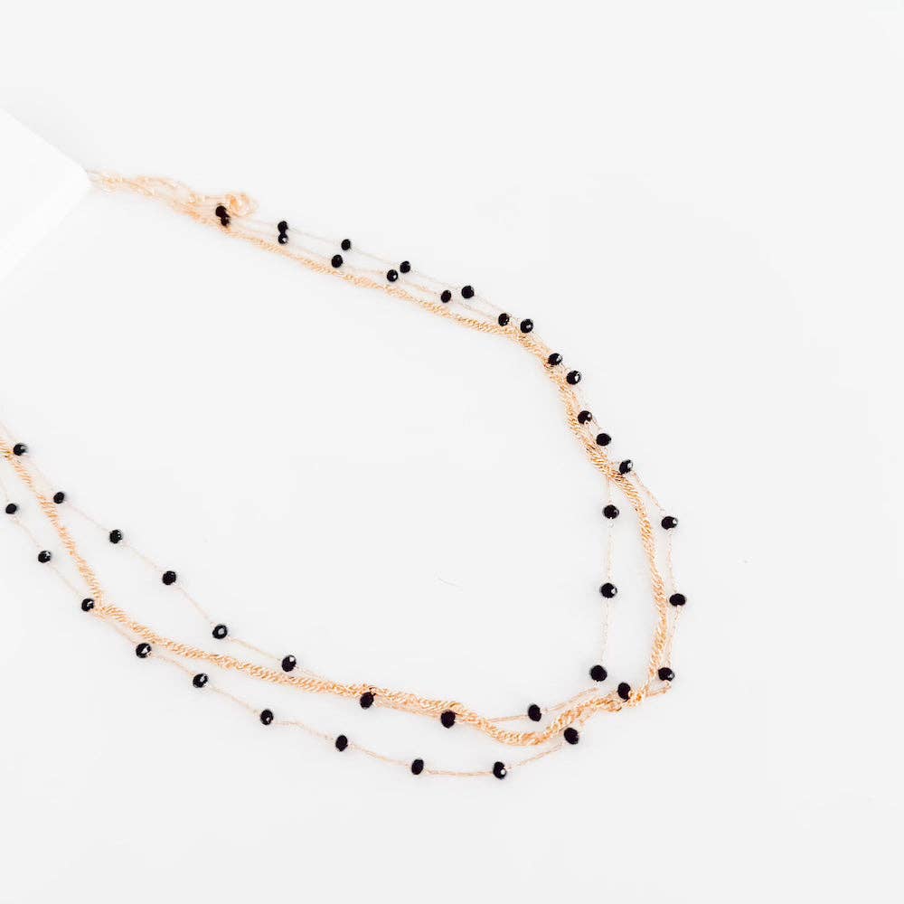 Multi Layered Beaded Chain Necklace