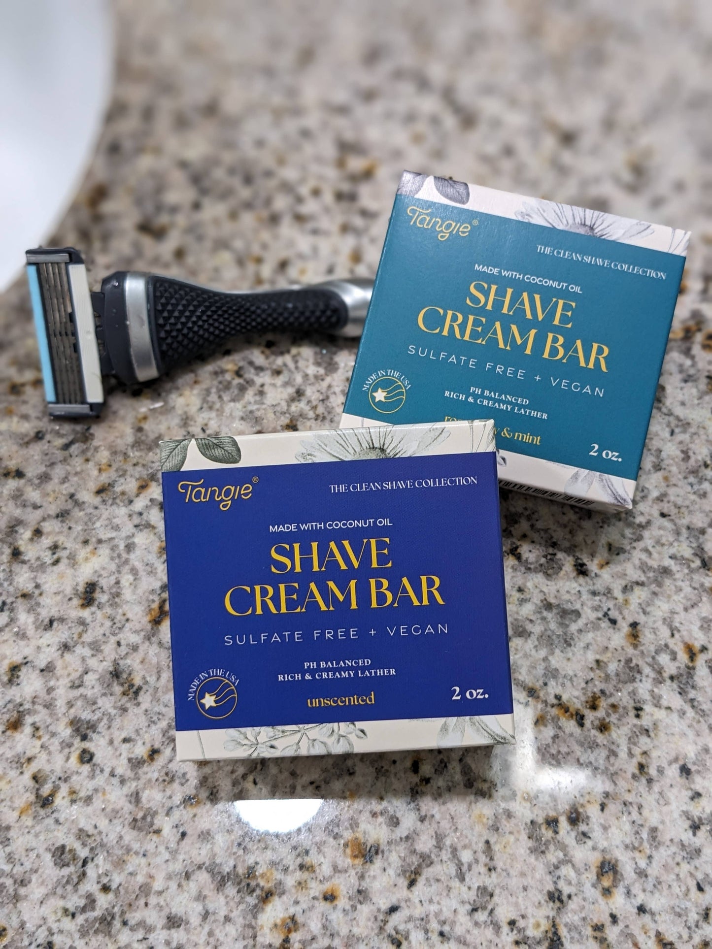 Tangie LLC - Shave Cream Bar-Unscented & Rosemary Mint. Tangie mens gift