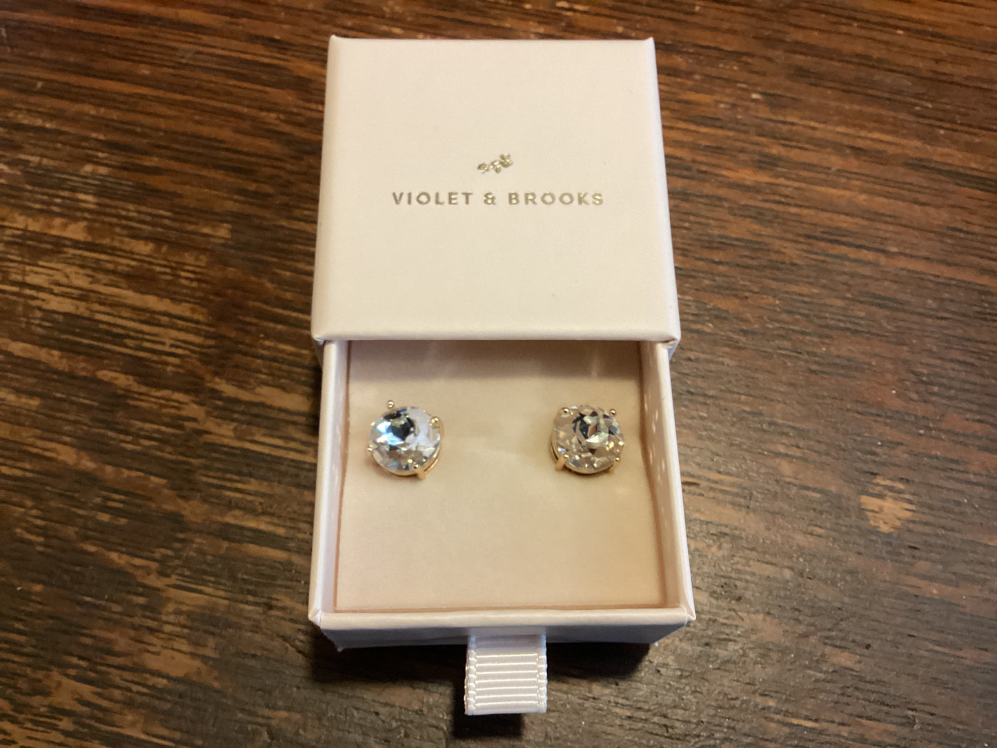Casey Round Crystal Post Earrings- Crystal