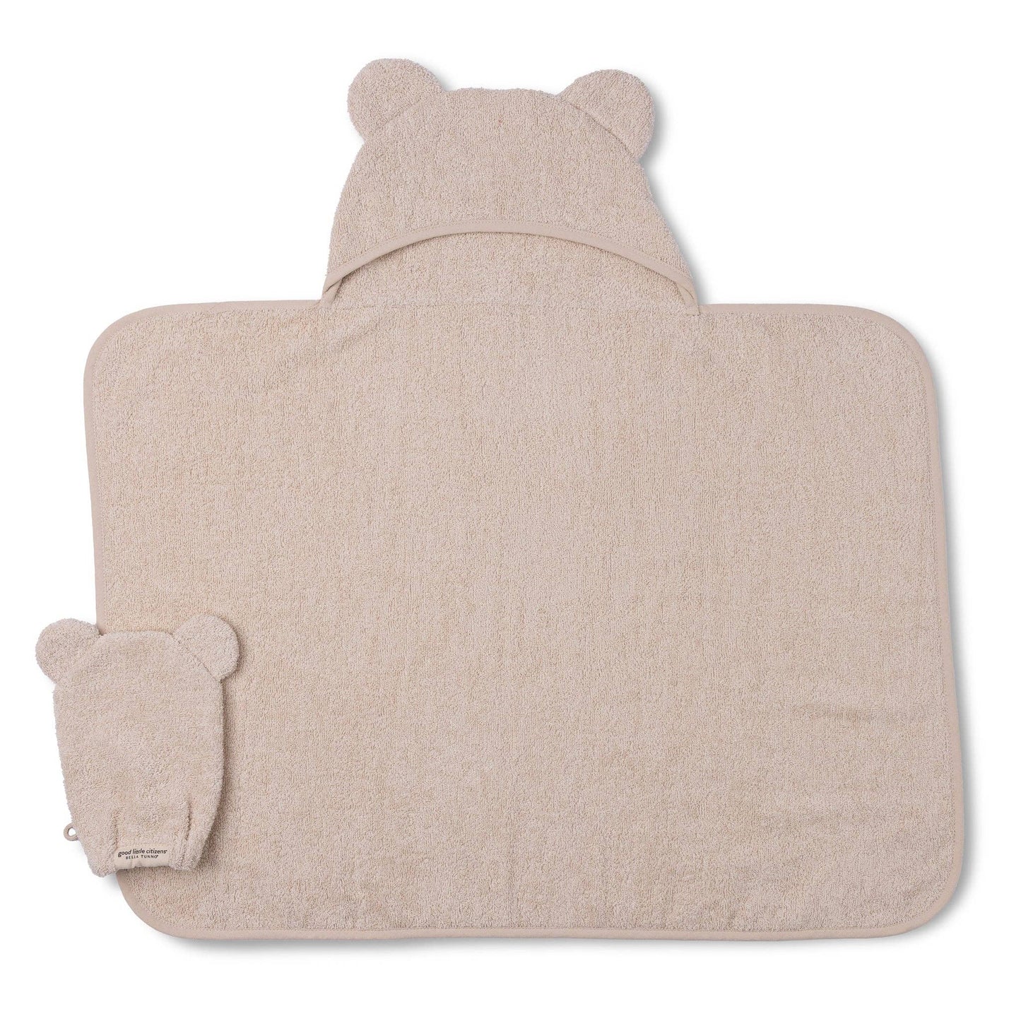 Hooded Towel + Wash Mitt Set Linen