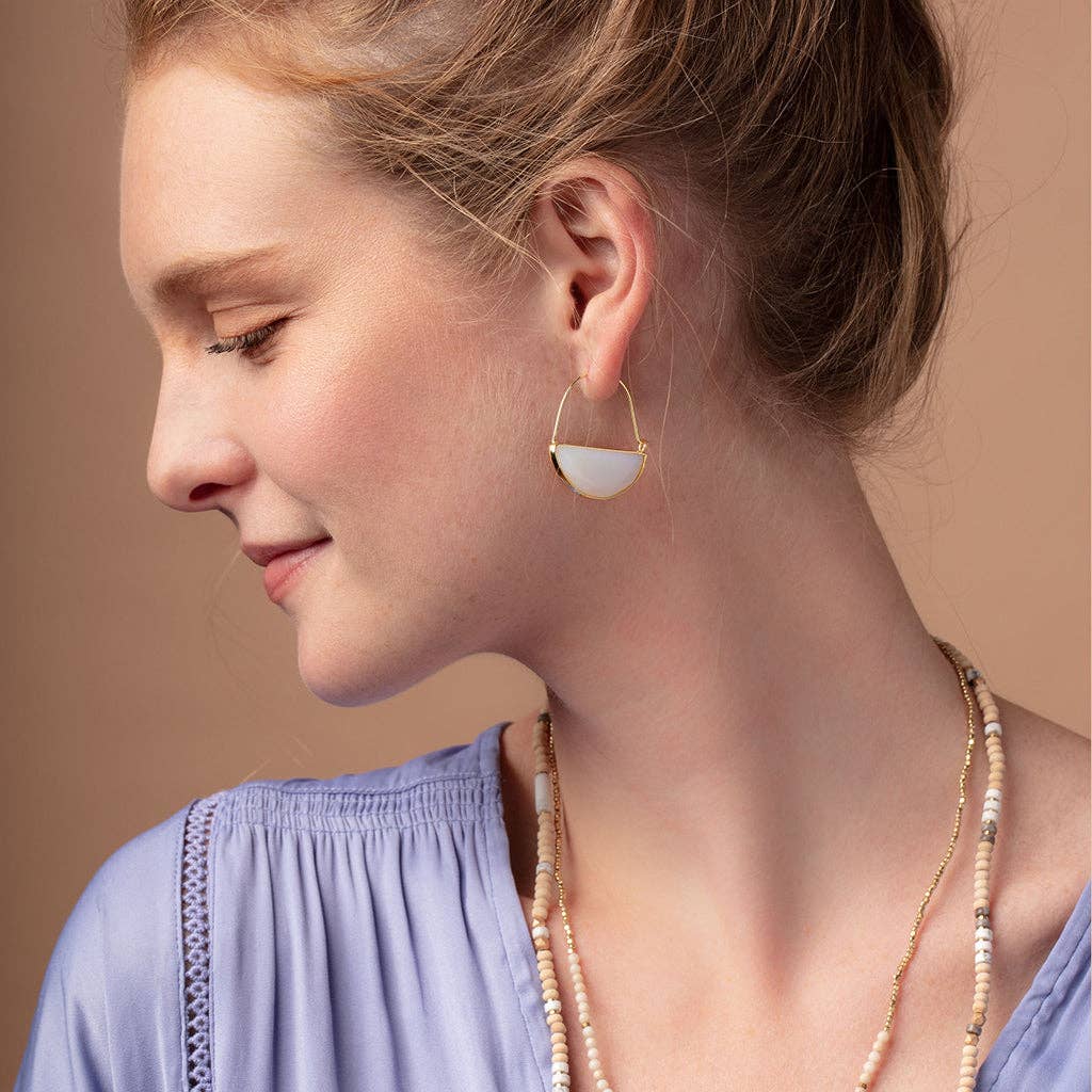 Scout Curated Wears - Stone Prism Hoop - Sunstone/Gold