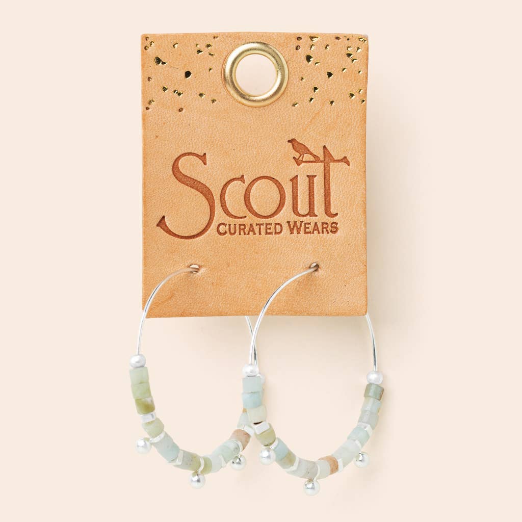 Scout Curated Wears - Stone Disc Hoop Earring - Amazonite/Silver