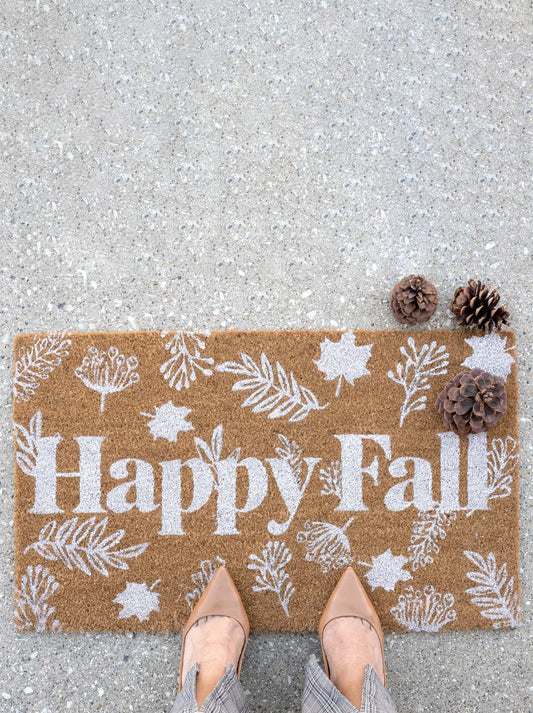 "HAPPY FALL" DOORMAT, NATURAL