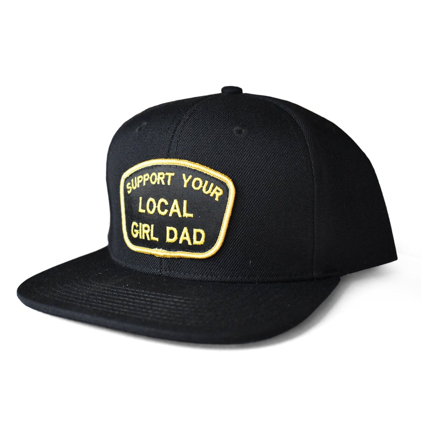 Support Your Local Girl Dad Solid Black Flat Bill Hat