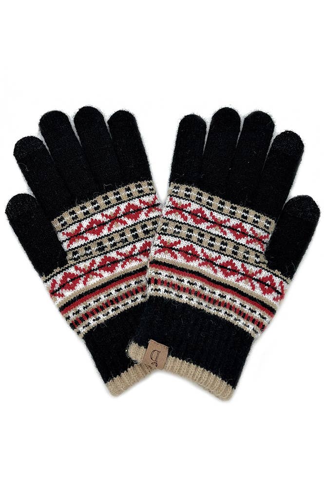 Aztec Knit Touch Gloves