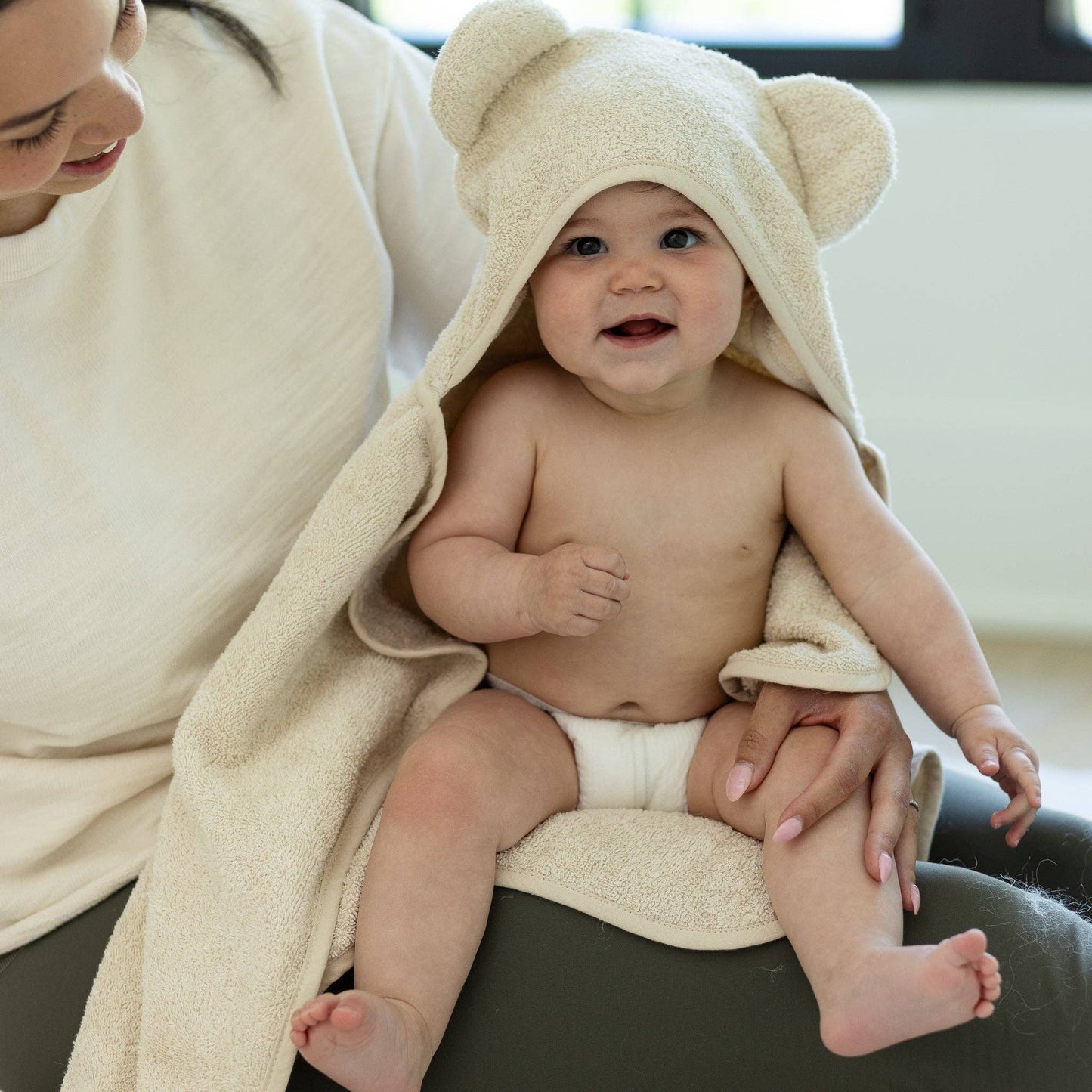 Hooded Towel + Wash Mitt Set Linen