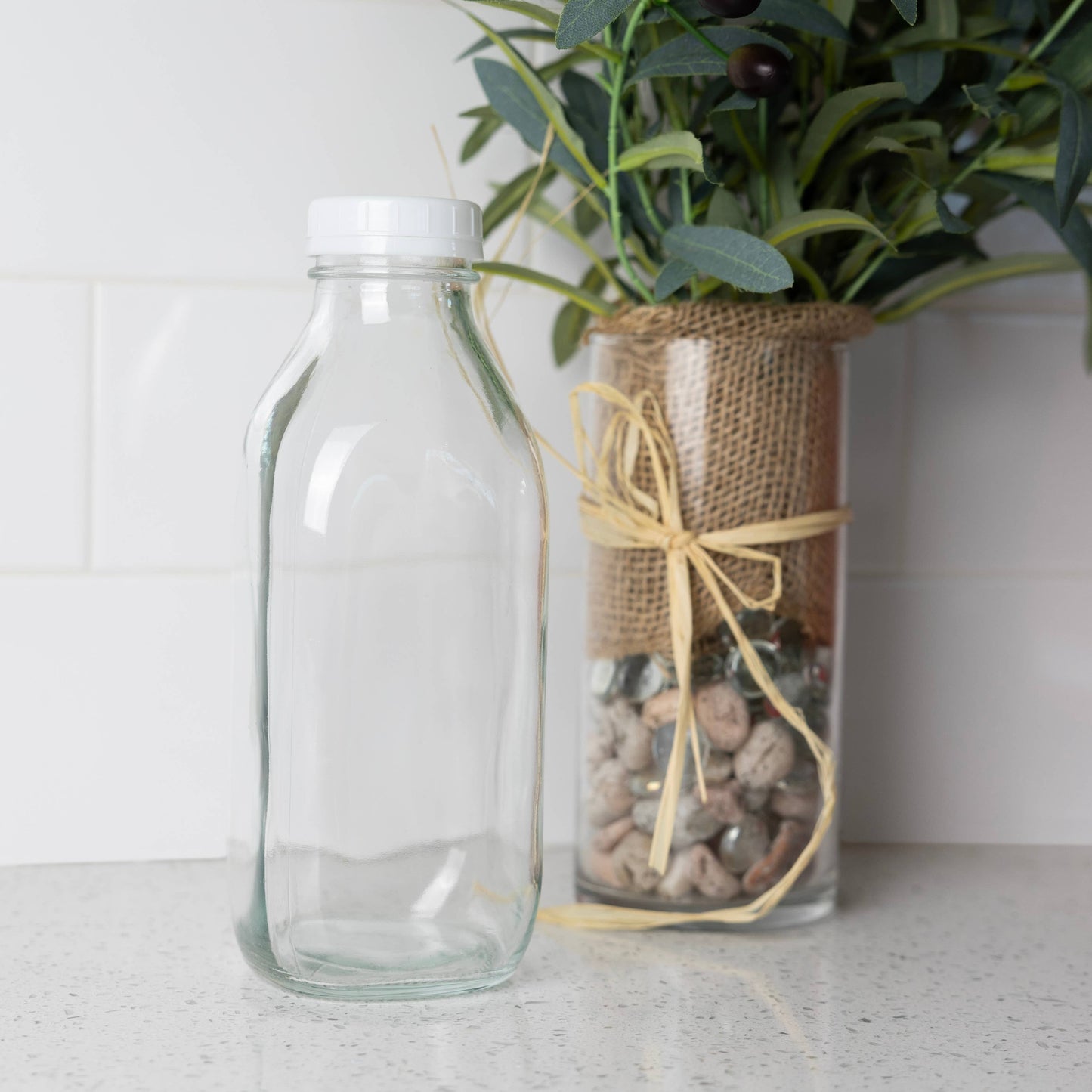 Fox Run Brands - Fox Run Classic Glass Milk Bottle With Lid, 32 oz or 1 Quart