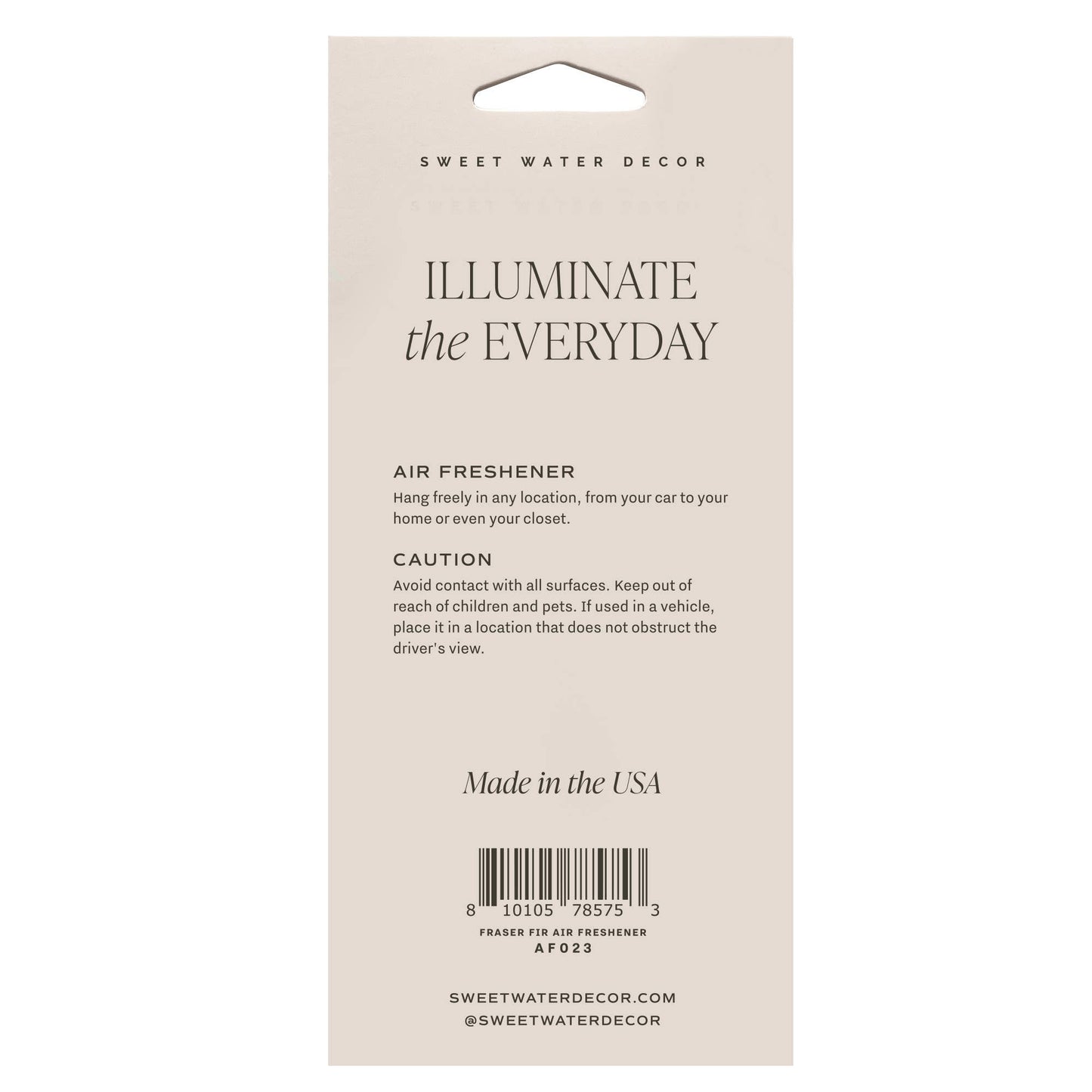 Sweet Water Decor - Fraser Fir Hanging Air Freshener - Christmas Decor