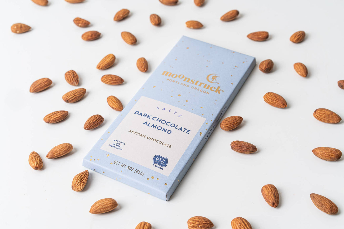 Moonstruck Chocolate Co | Salty Dark Sea Salt Almond Bar