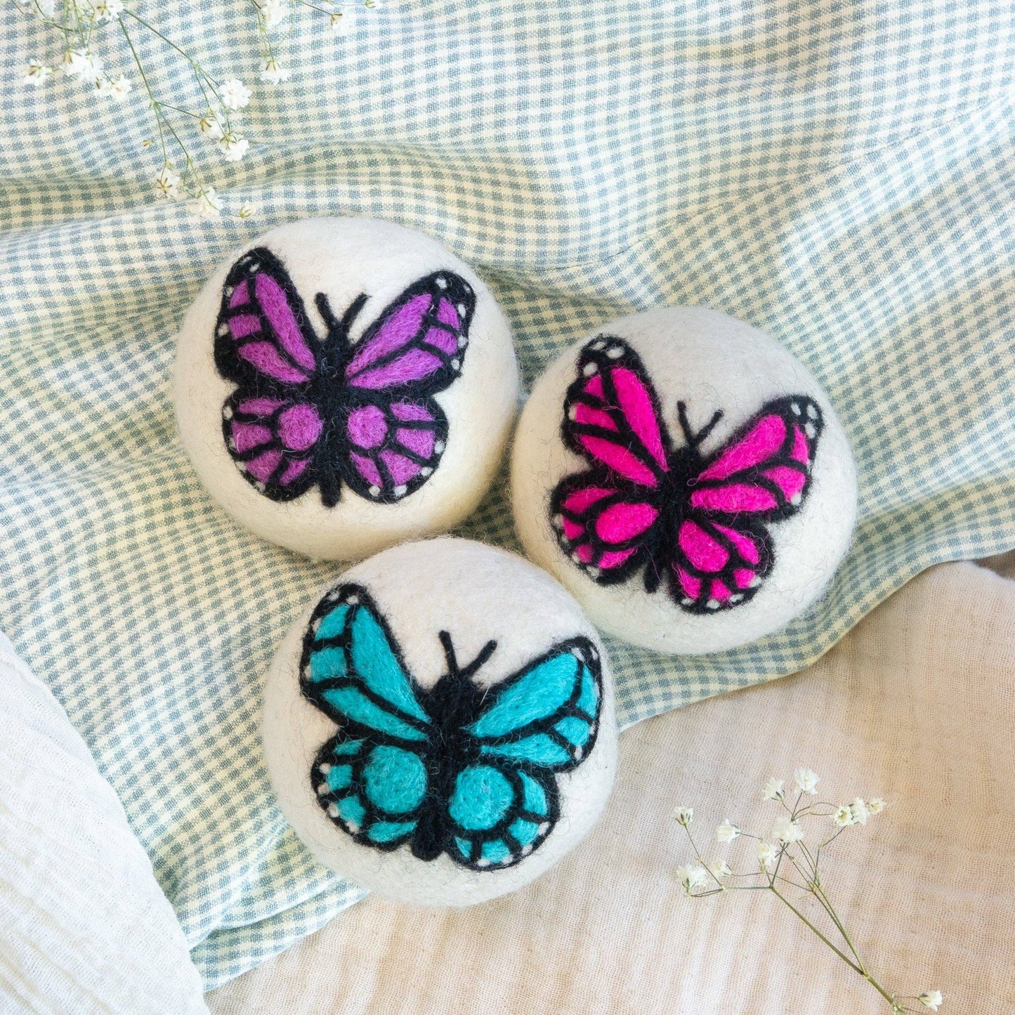 Friendsheep - Rainbow Monarch Butterfly Eco Wool Dryer Ball - Set of 6