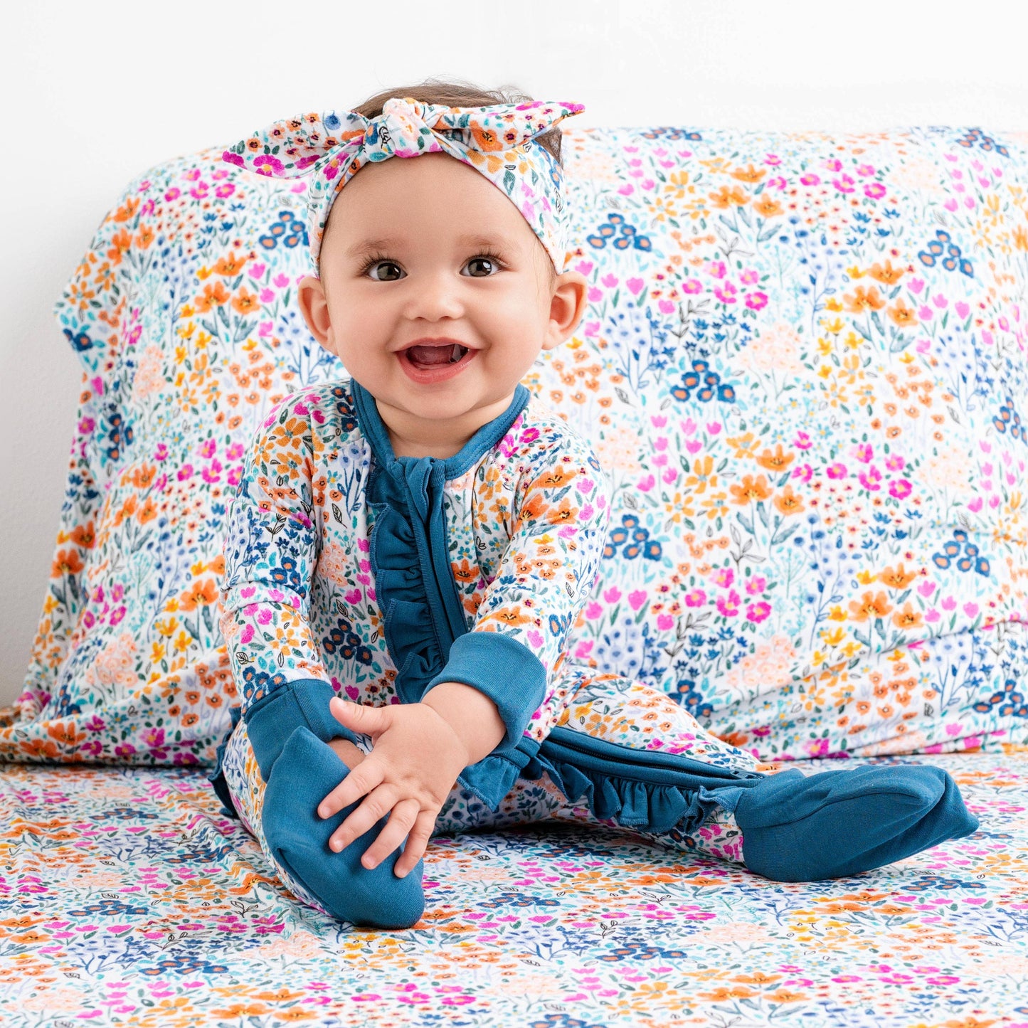 Jammie Session formerly Big Dreams Little Jammies - Whispering Wildflowers Ruffle Baby Bamboo Zipper Romper Pajamas–Unisex Toddler Sleepwear–Gender Neutral Baby Outfit–Newborn Gift–Boy girl Day Nightwear, kid clothing