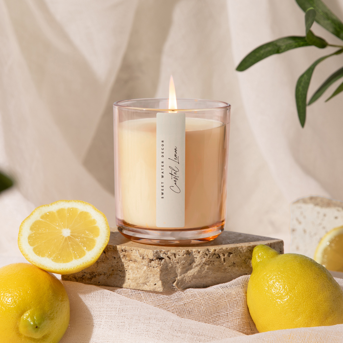 Coastal Lemon 12 oz Soy Candle - Home Decor and Gifts