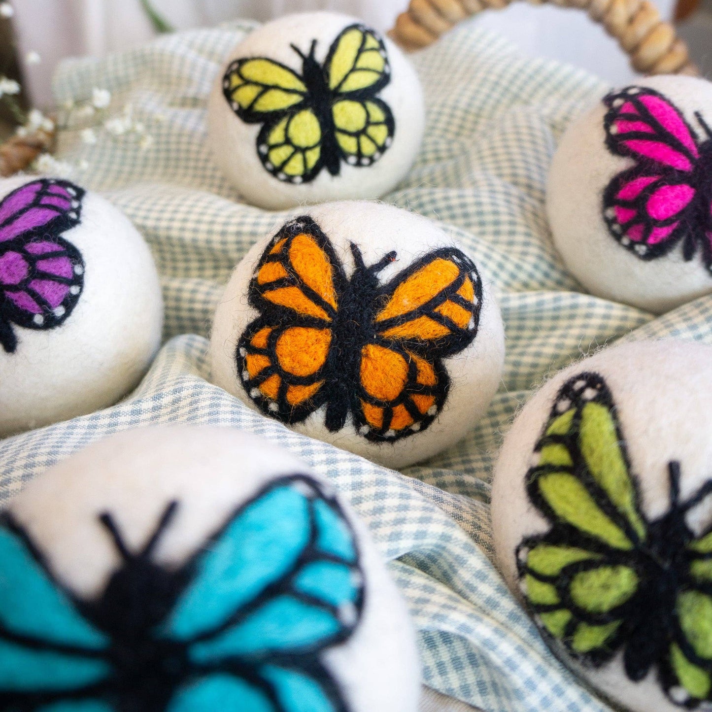 Friendsheep - Rainbow Monarch Butterfly Eco Wool Dryer Ball - Set of 6