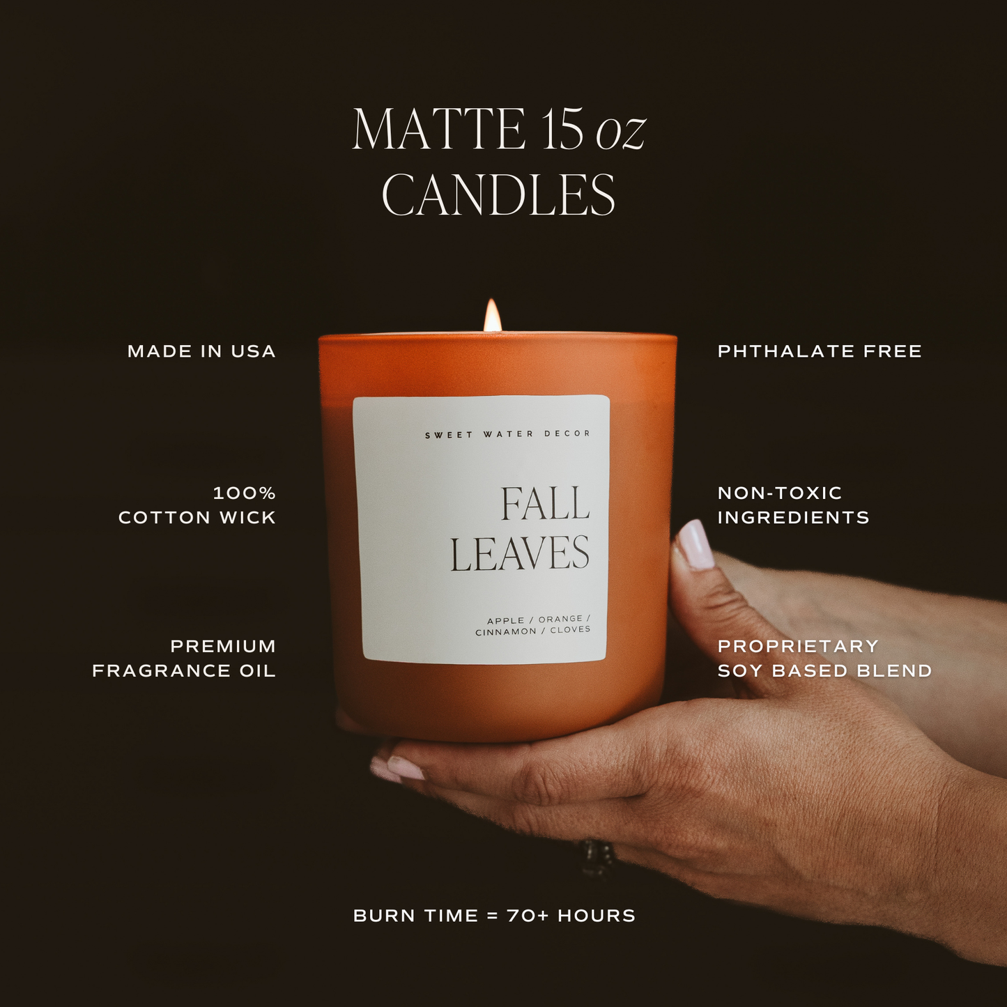 Sweet Water Decor - Spiced Apple Cider 15 oz Soy Candle, Matte Jar - Home Decor