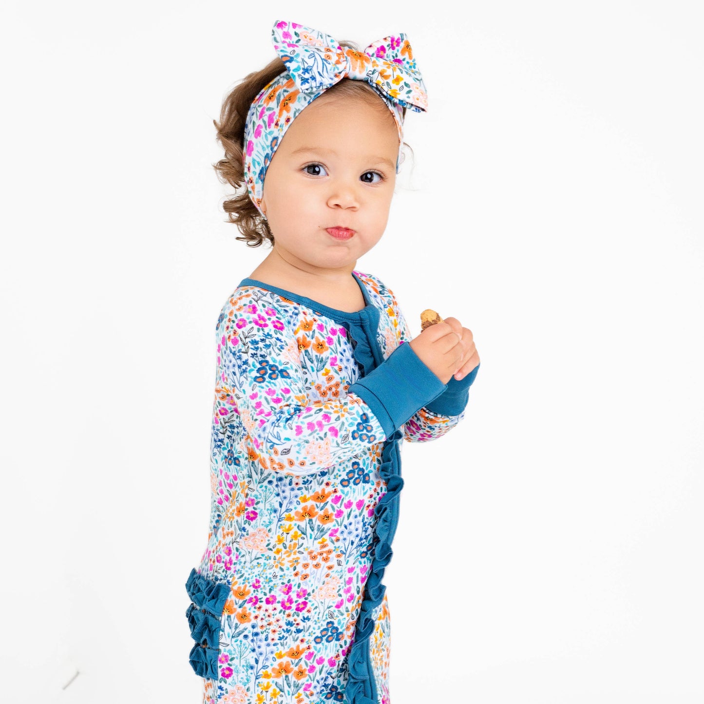 Jammie Session formerly Big Dreams Little Jammies - Whispering Wildflowers Ruffle Baby Bamboo Zipper Romper Pajamas–Unisex Toddler Sleepwear–Gender Neutral Baby Outfit–Newborn Gift–Boy girl Day Nightwear, kid clothing