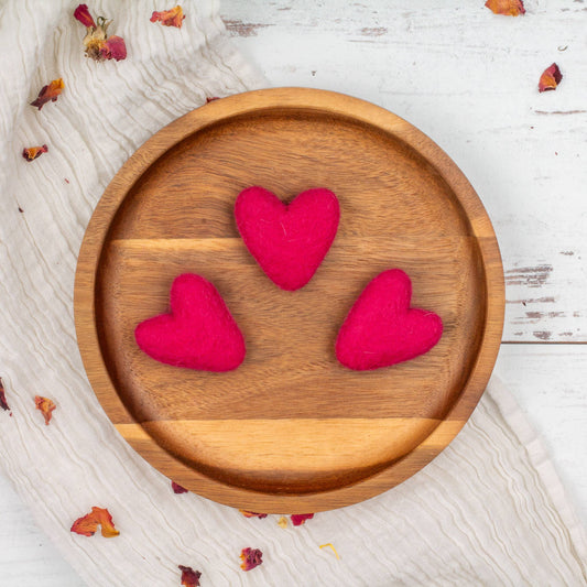 Dark Fuchsia Wool Felt Hearts Valentine Eco Fresheners BULK