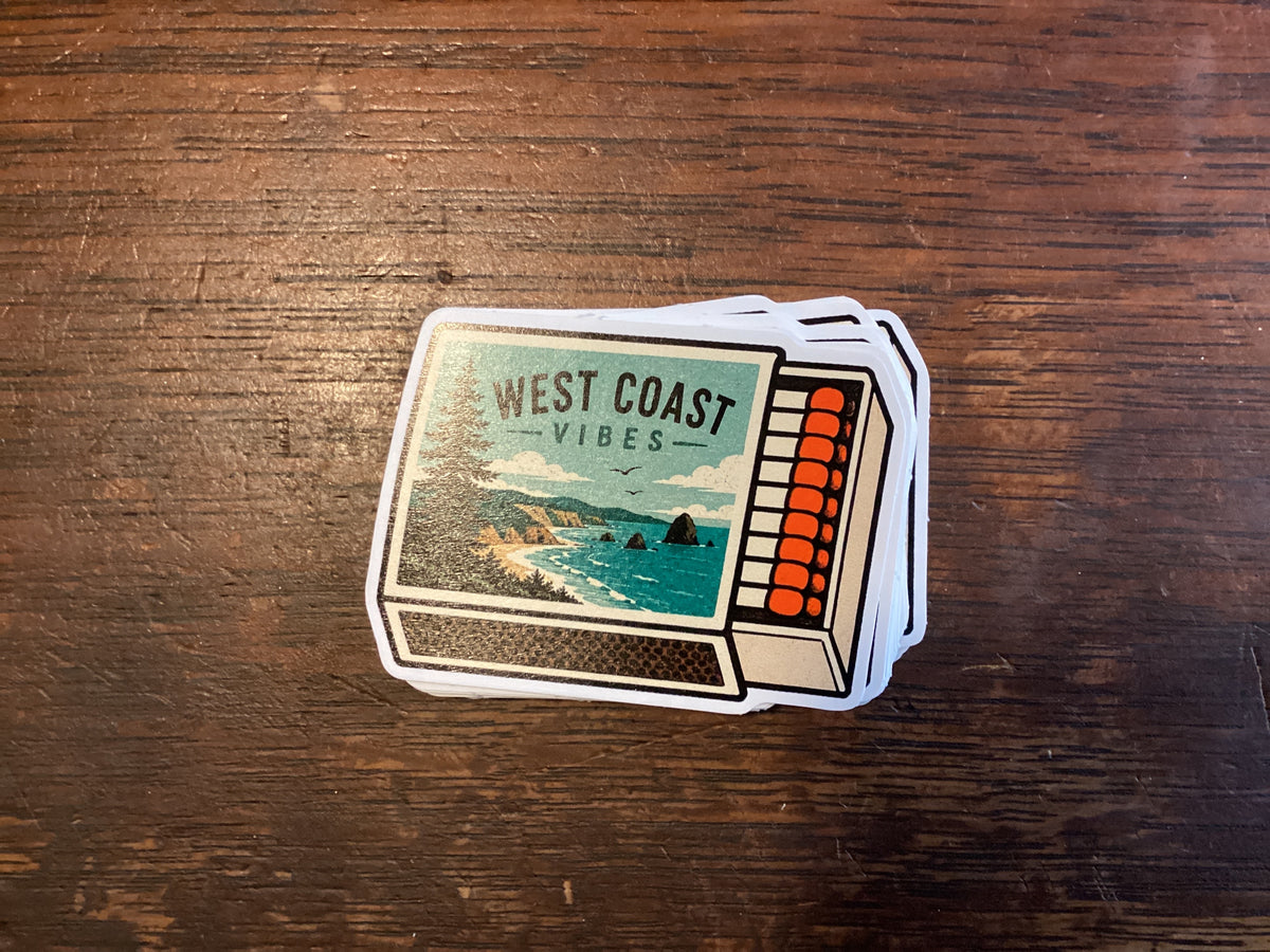 West Coast Vibes Mountain Matchbox Sticker