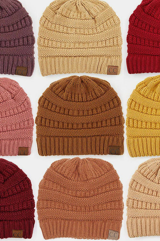 C.C Ribbed Kit Solid Color Beanie: Black