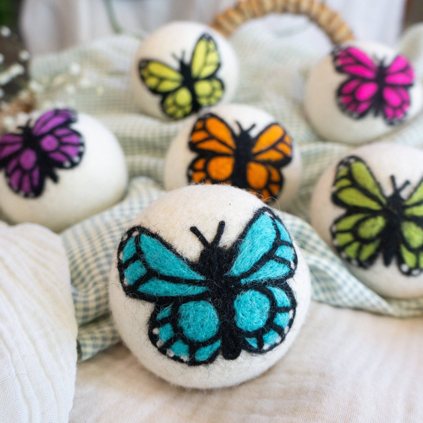 Friendsheep - Rainbow Monarch Butterfly Eco Wool Dryer Ball - Set of 6