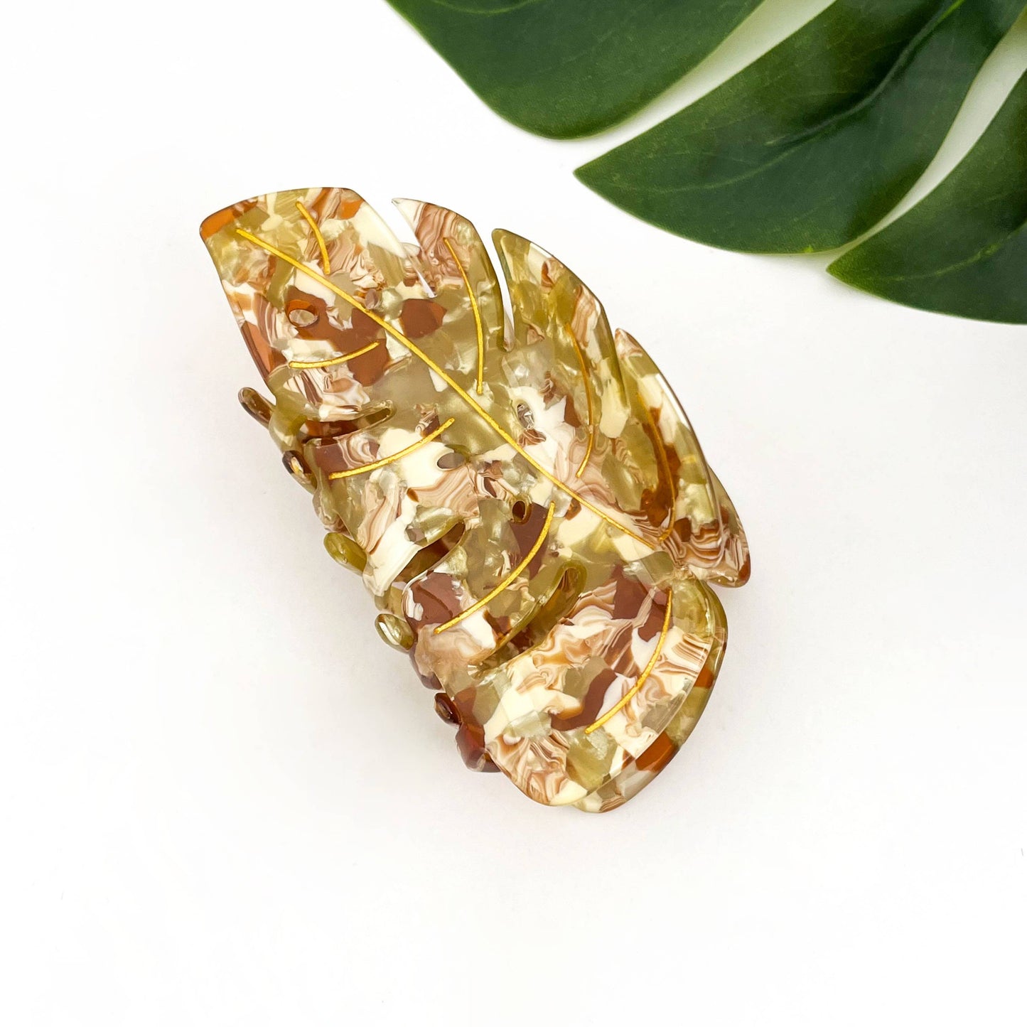 Tropical Monstera Leaf Hair Claw Clip