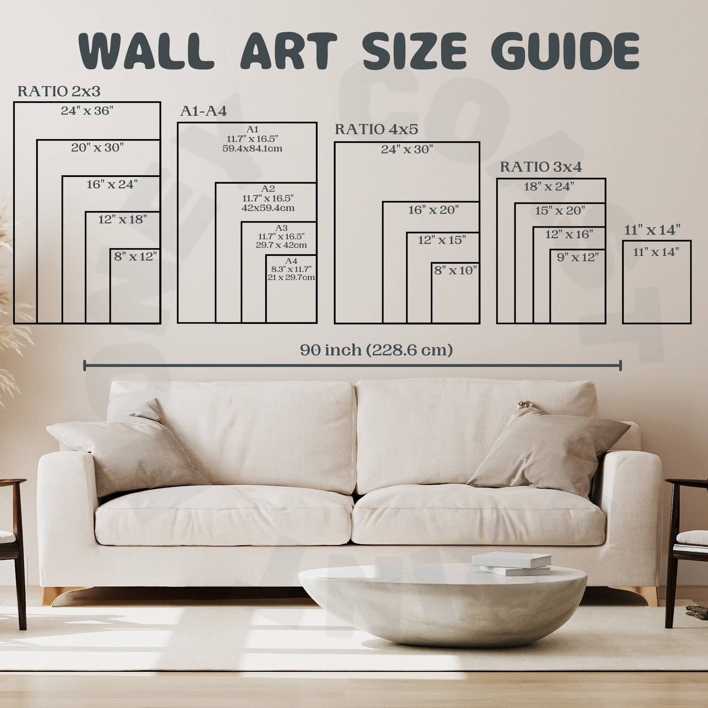 Landscape Coastal Blue West Coast Retro Typography Wall Art