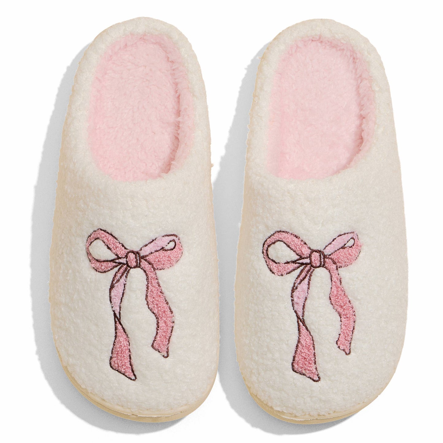 Big Pink Solo Ribbon Winter Slippers