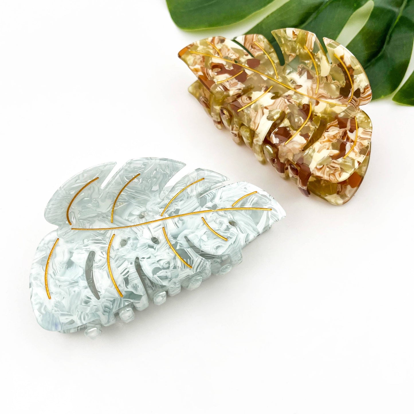 Tropical Monstera Leaf Hair Claw Clip