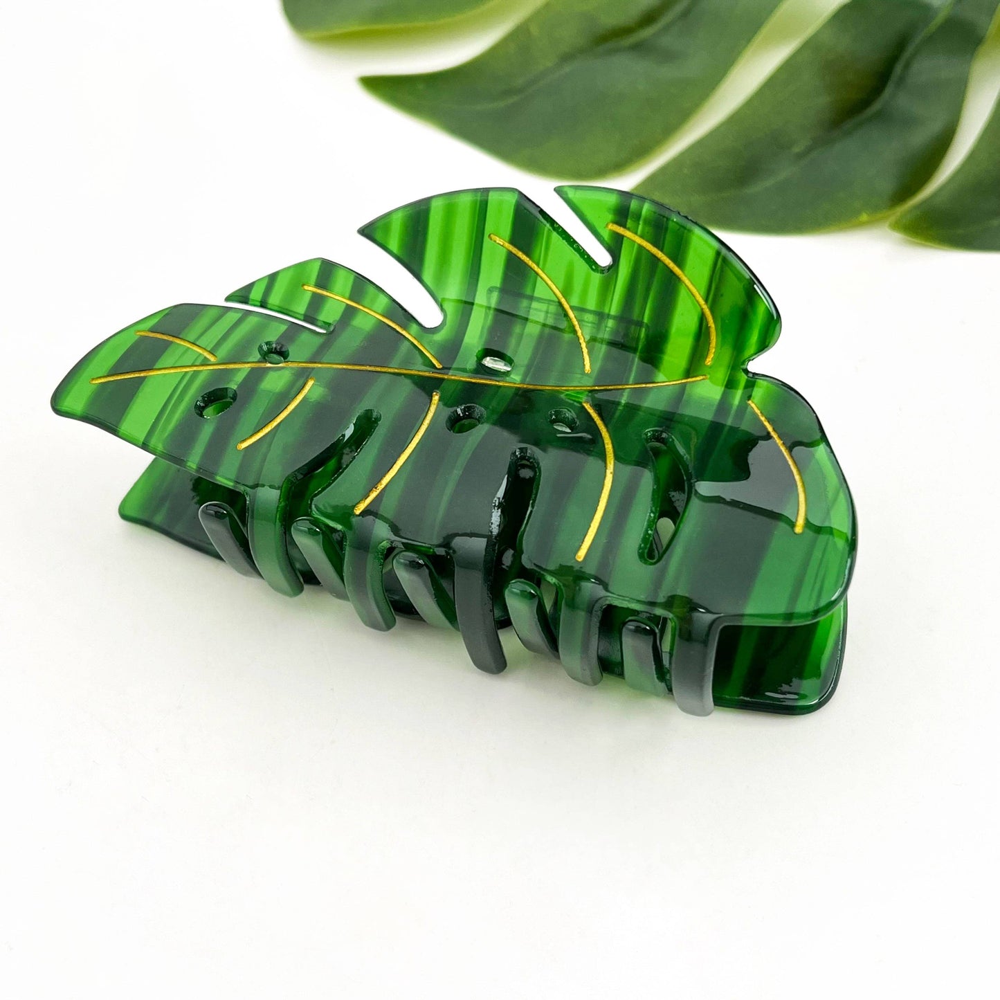 Tropical Monstera Leaf Hair Claw Clip