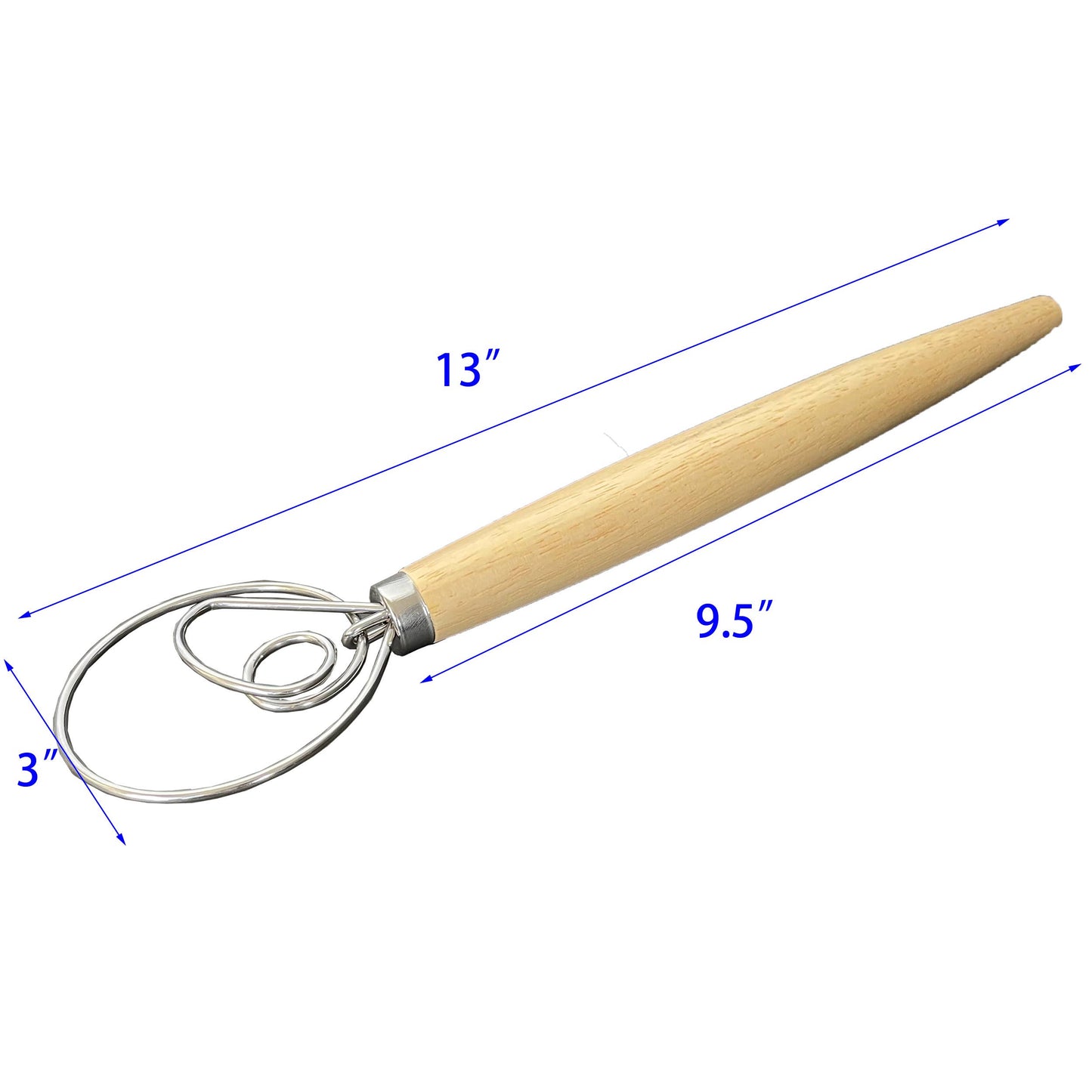Bospak - 13" Danish Dough Whisk with wood handle