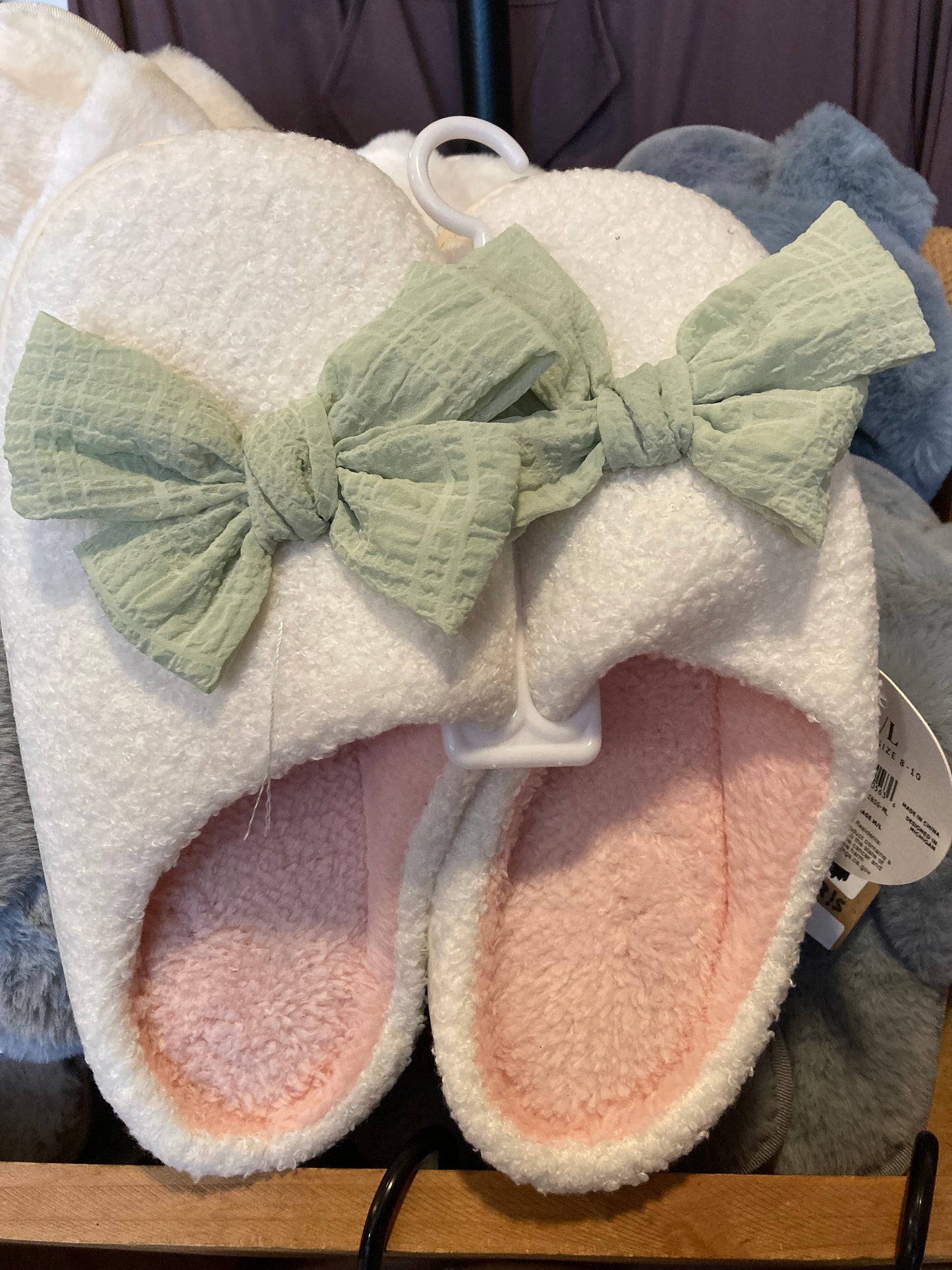 Fuzzy Slippers - Betty Bow Sage - 2025