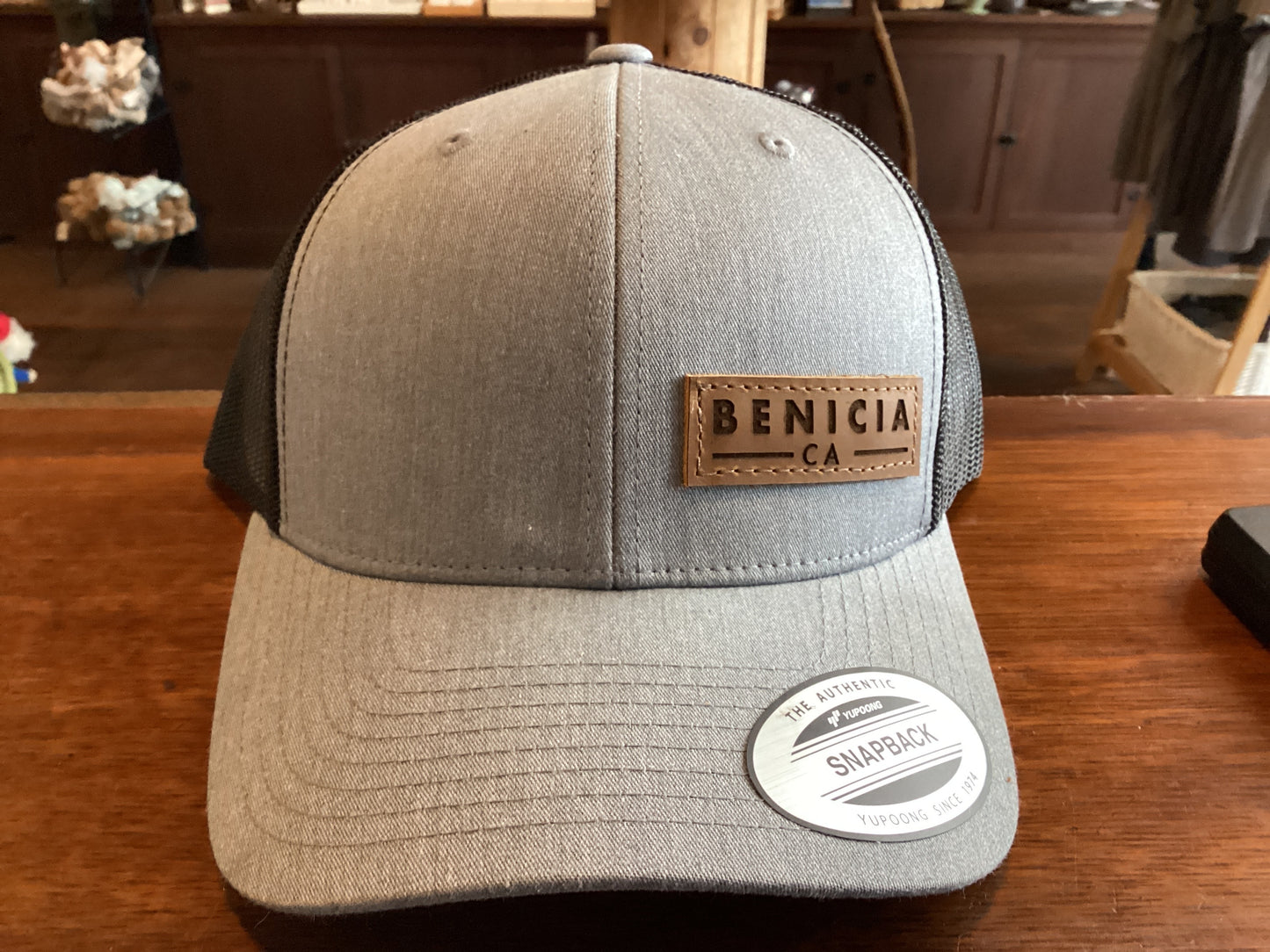 Benicia - CA Rectangle Leather Patch Trucker Hat