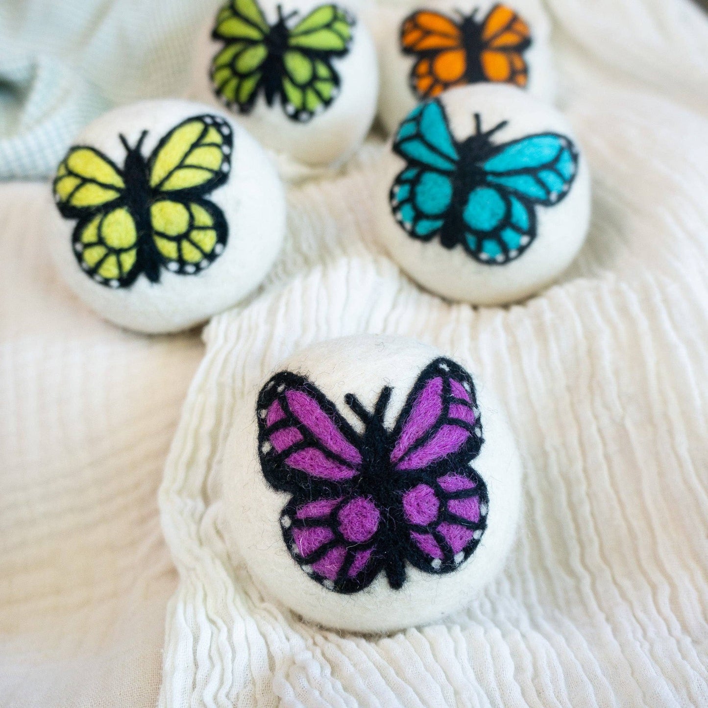 Friendsheep - Rainbow Monarch Butterfly Eco Wool Dryer Ball - Set of 6