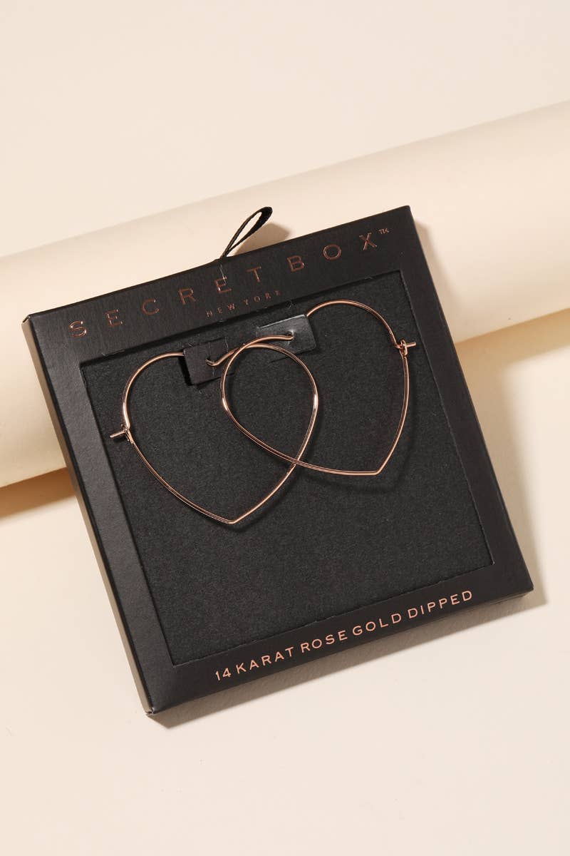 Secret Box Heart Outline Hoop Earrings in Gold