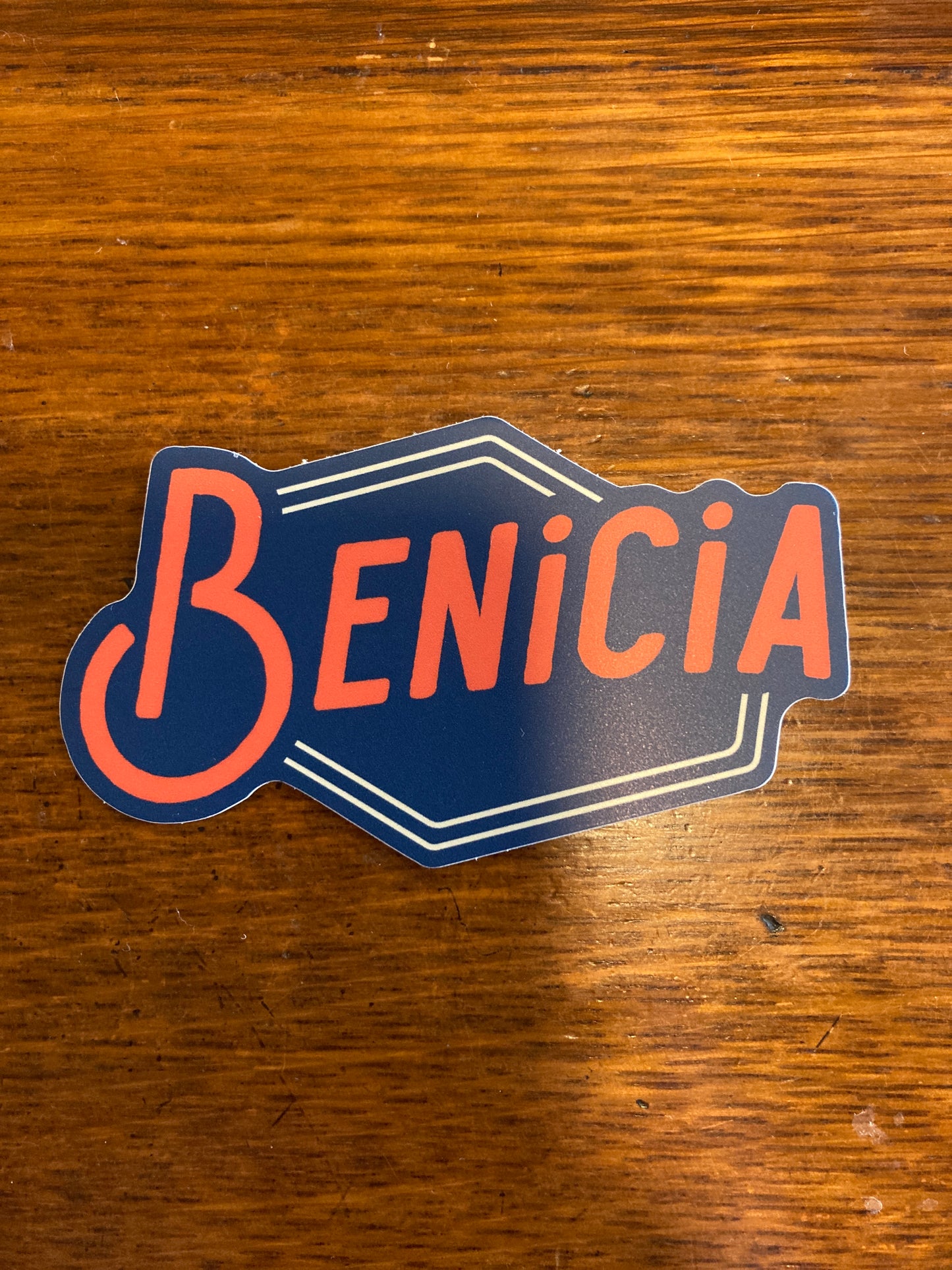 Benicia Sticker | Blue & Red Marquee