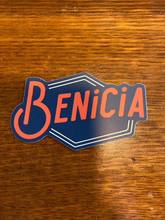 Benicia Sticker | Blue & Red Marquee