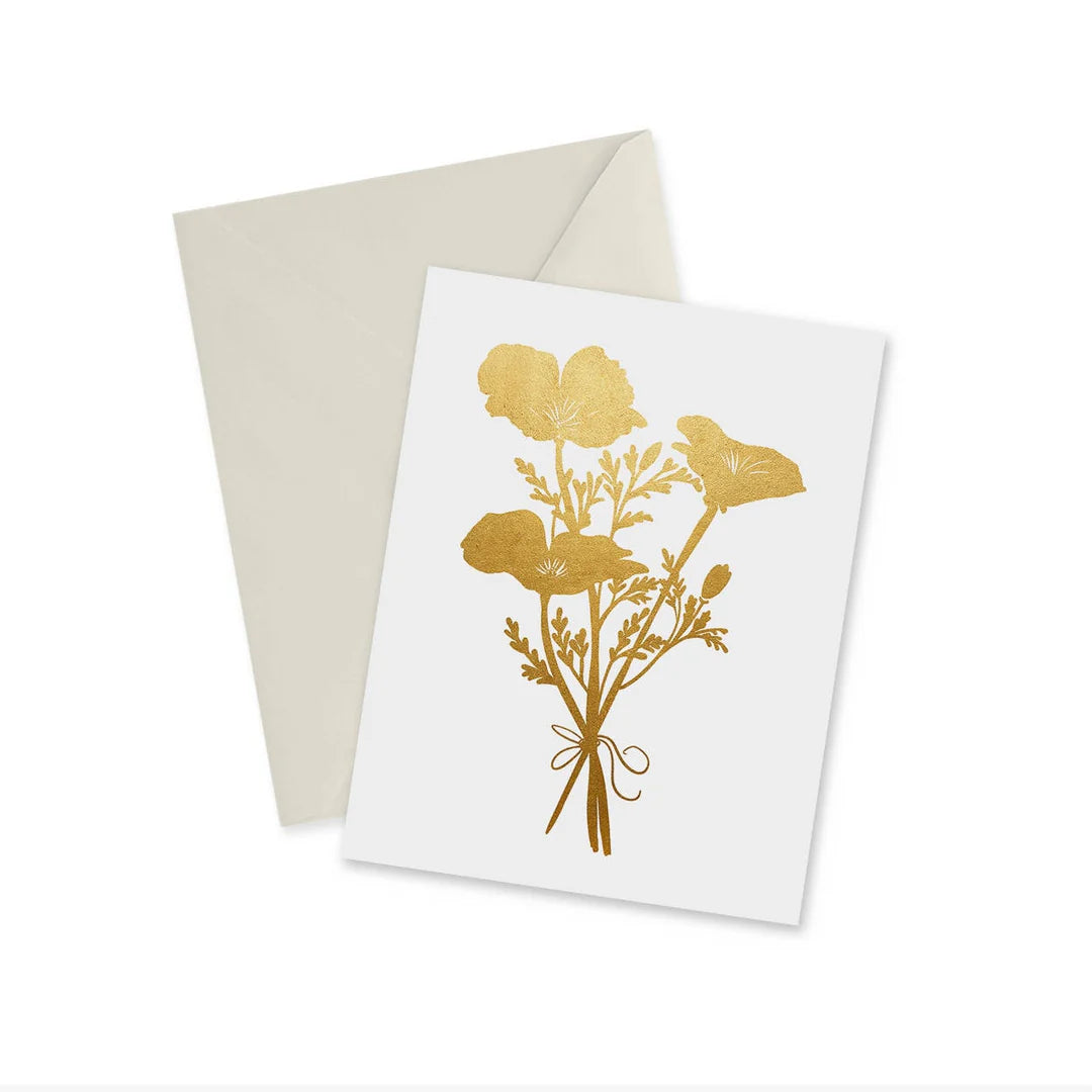 Golden Poppies-Foil Stamped-Notecard