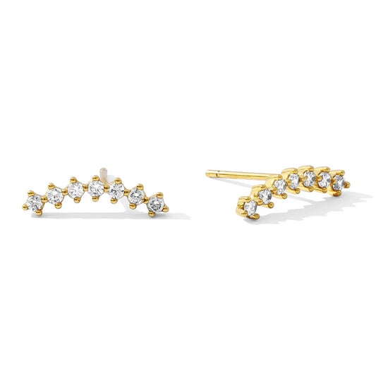 Arched Row of 7 Cubic Zirconias Stud Earrings