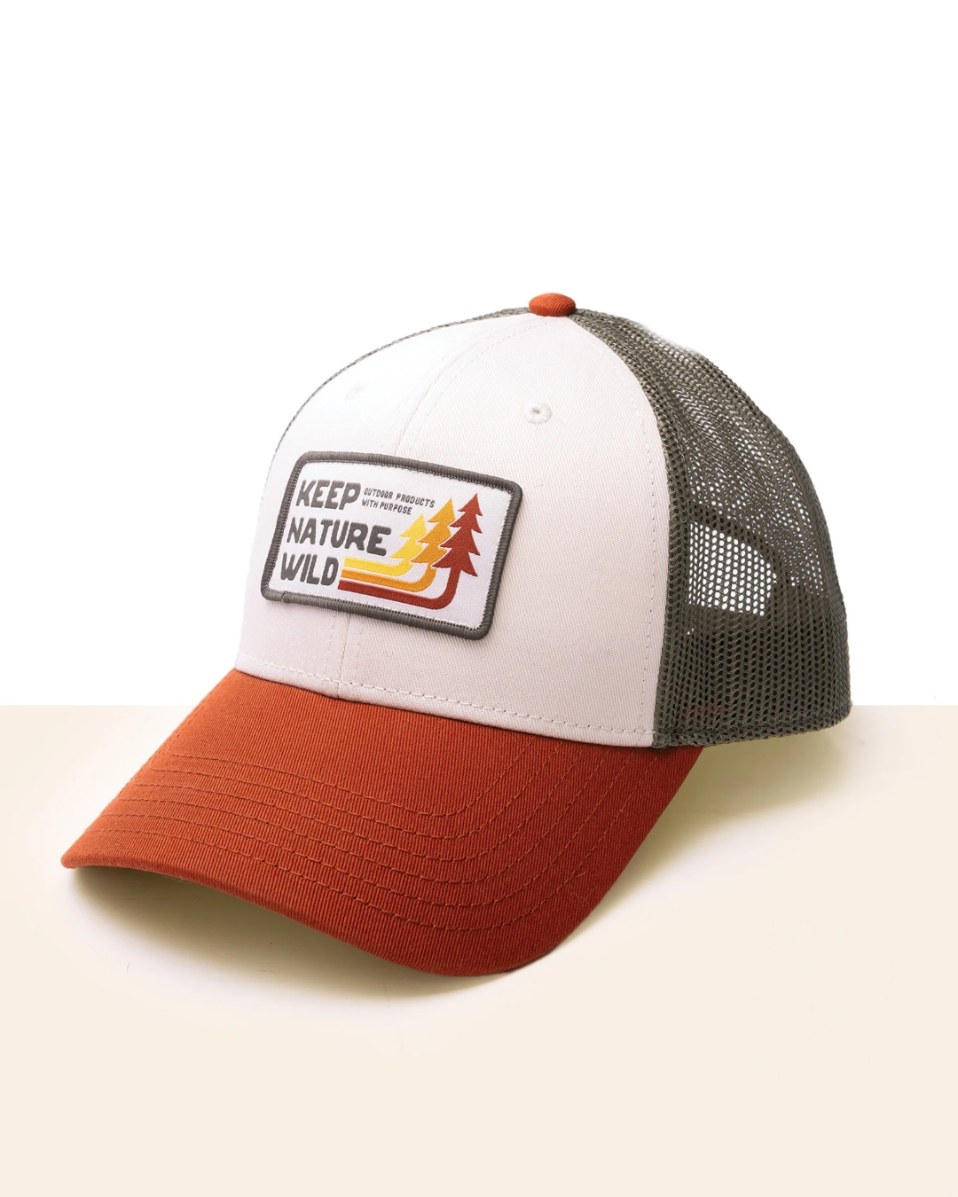 Retro Pines Trucker Hat - Olive/Beige/Copper