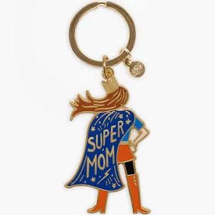 Super Mom Enamel Keychain