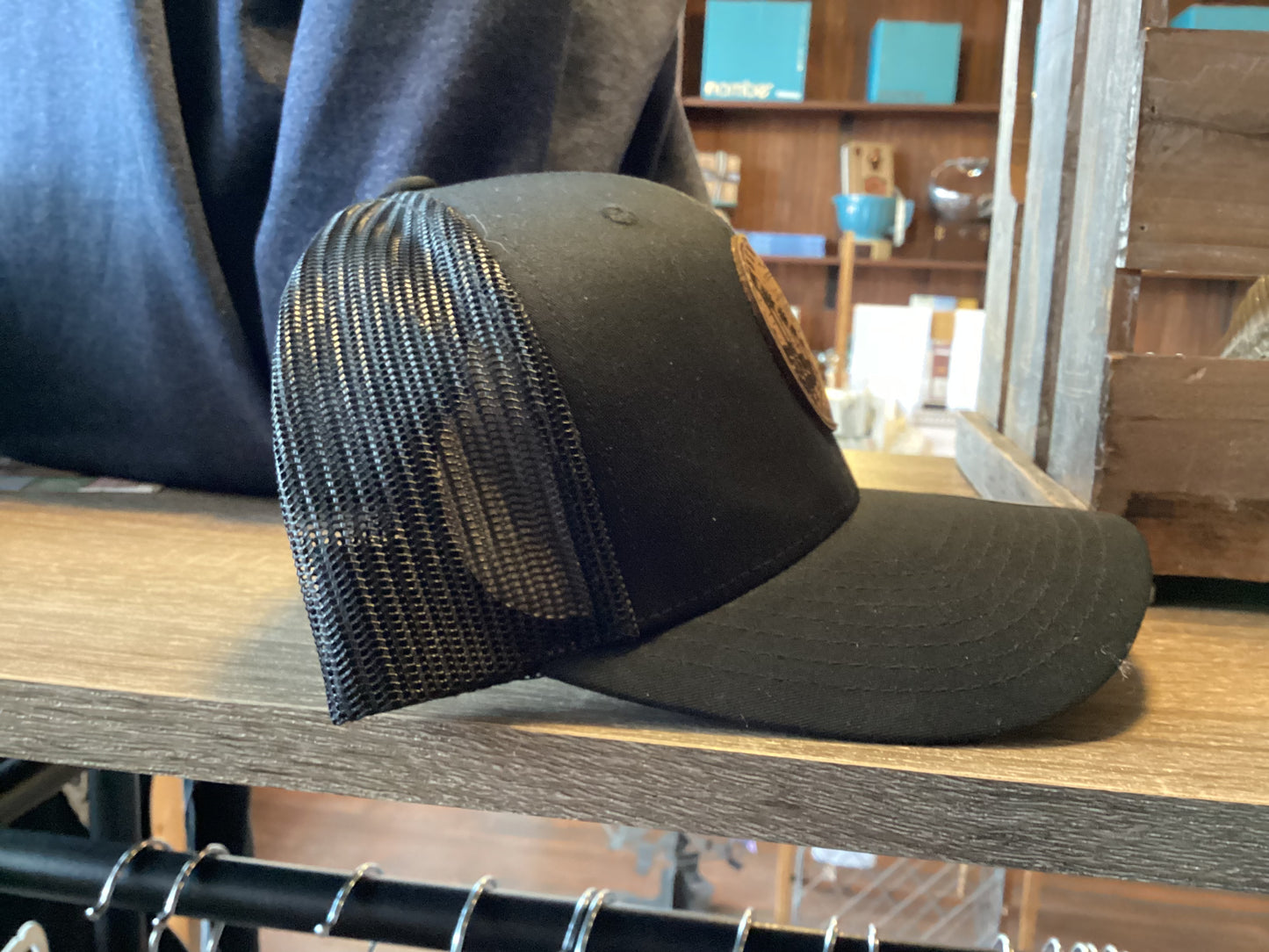 Benicia - CA Leather Patch Trucker Hat | Black