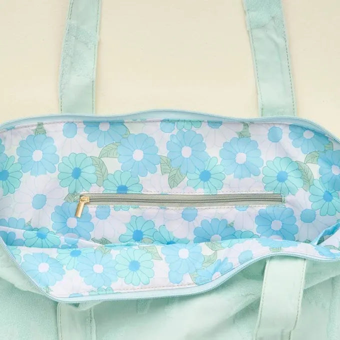 Terry Tote - Aqua Palm