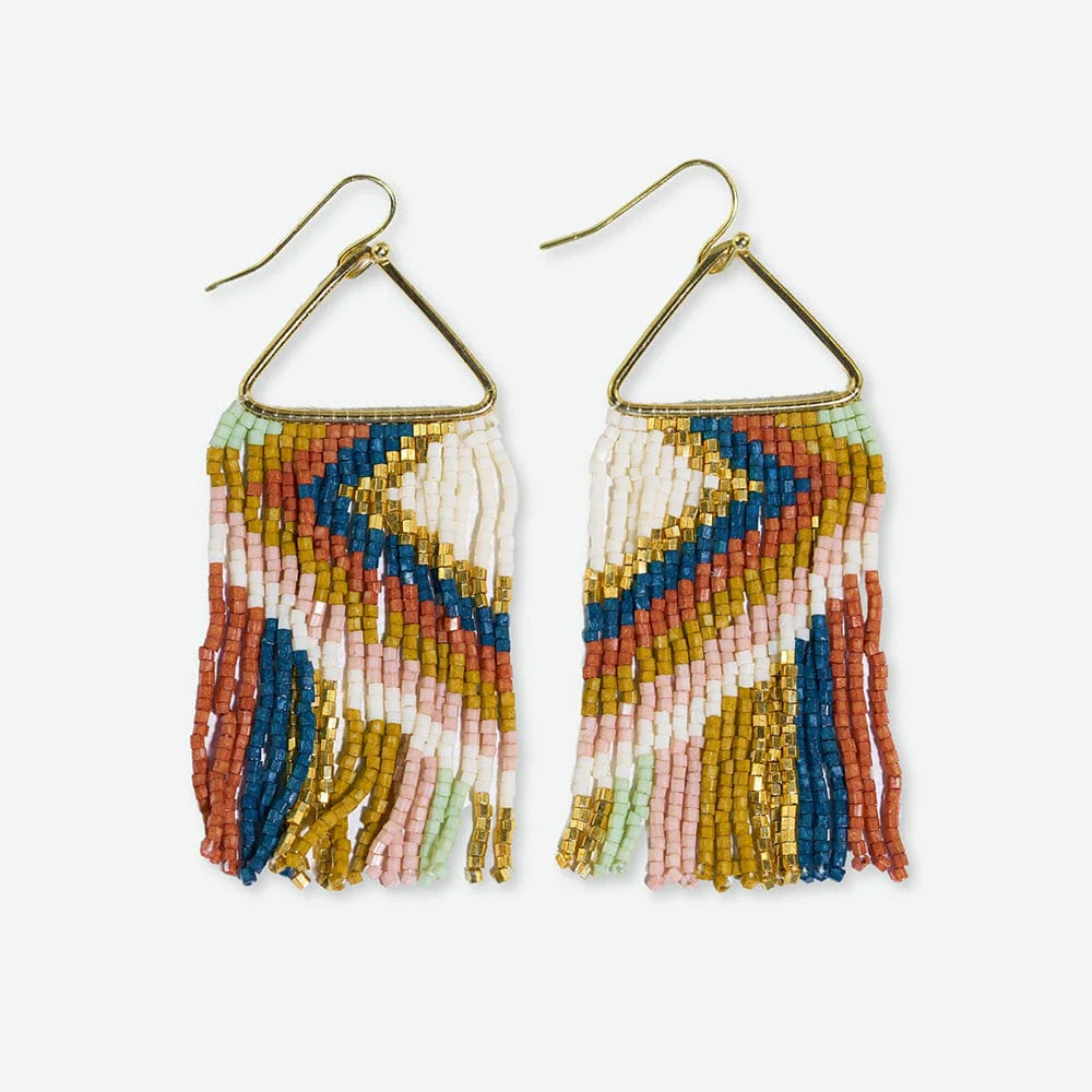 Paige ascending blocks beaded fringe earring desert