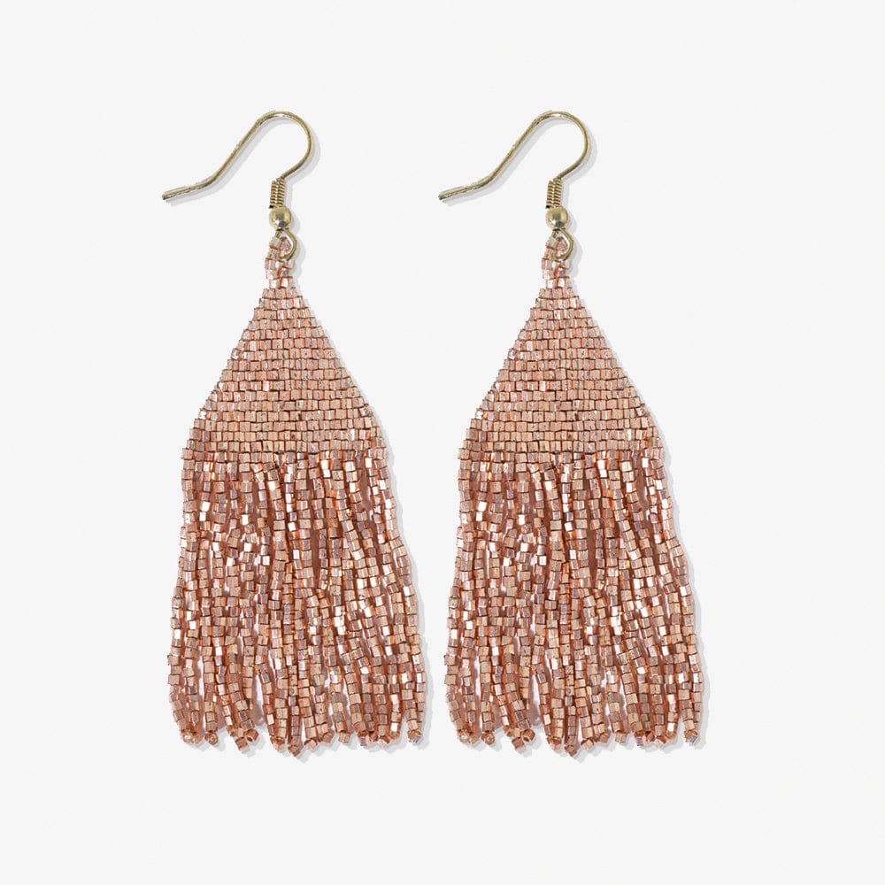 Lexie solid beaded fringe earrings rose gold