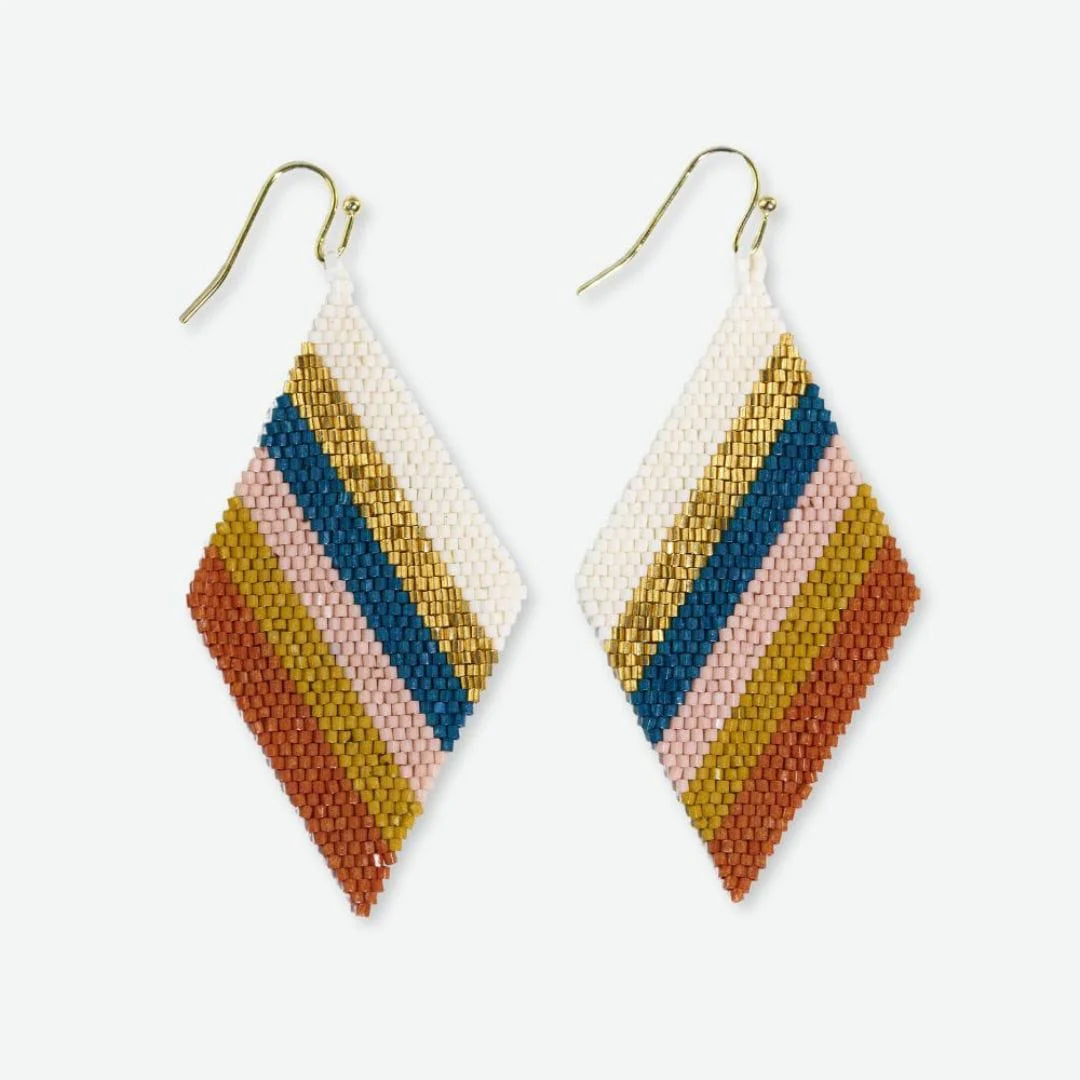 Frida diagonal uniform stripe beaded earrings desert