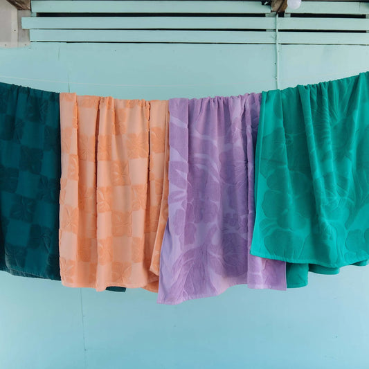 Pua Check Beach Towel - Peachy