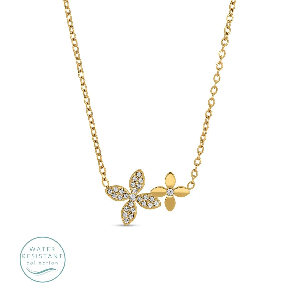 Splendid Iris - Double Flower Necklace, Gold
